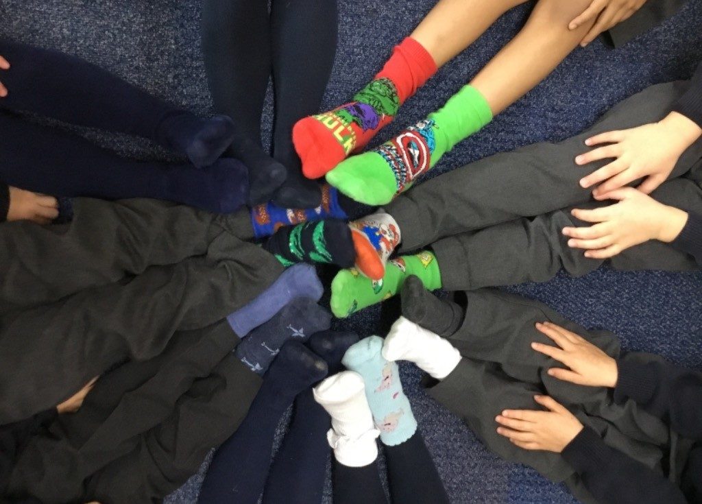 Odd socks in support of anti-bullying