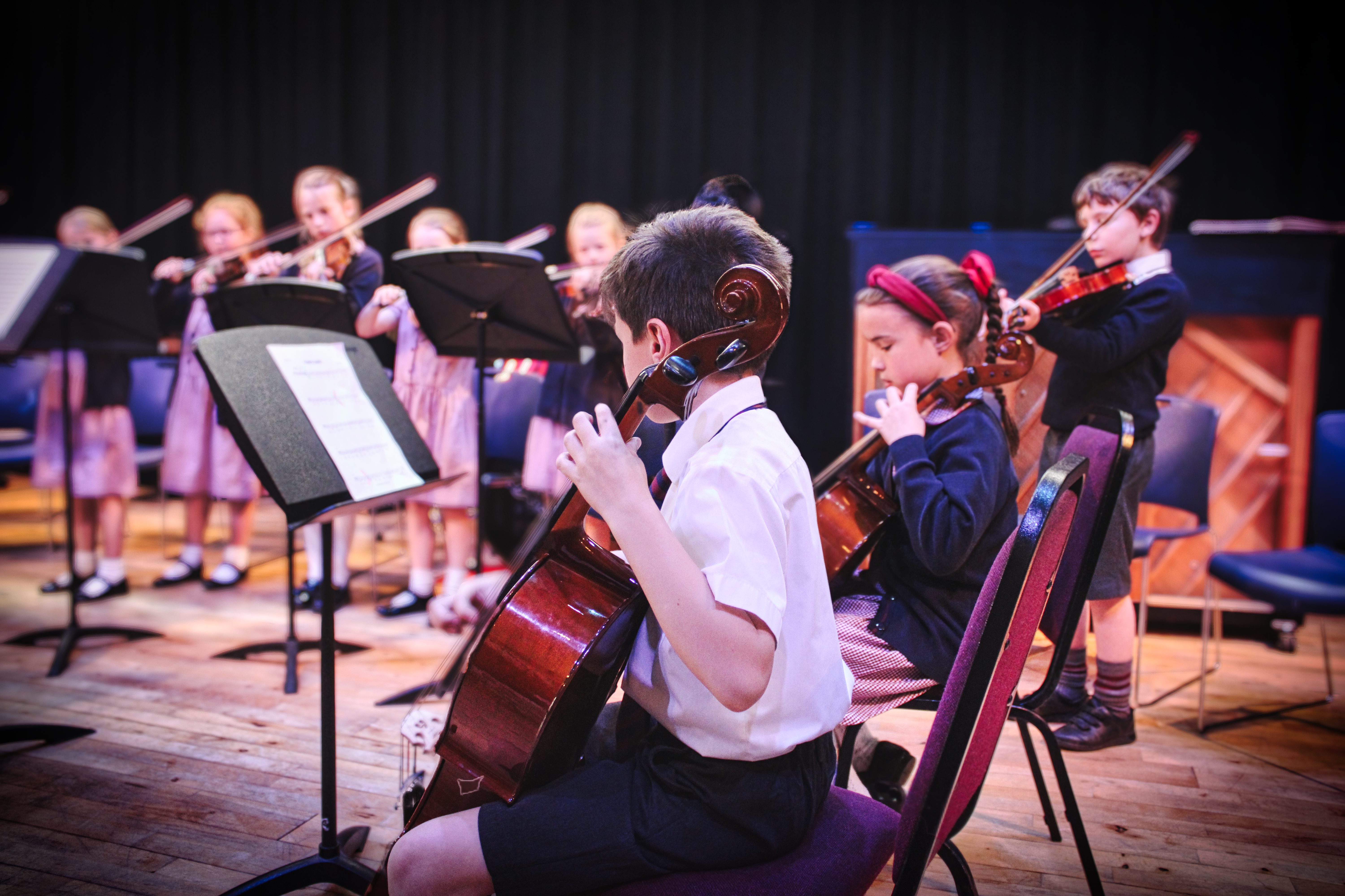 Beechwood Park String Ensemble Pupils Playing Violins and Cello