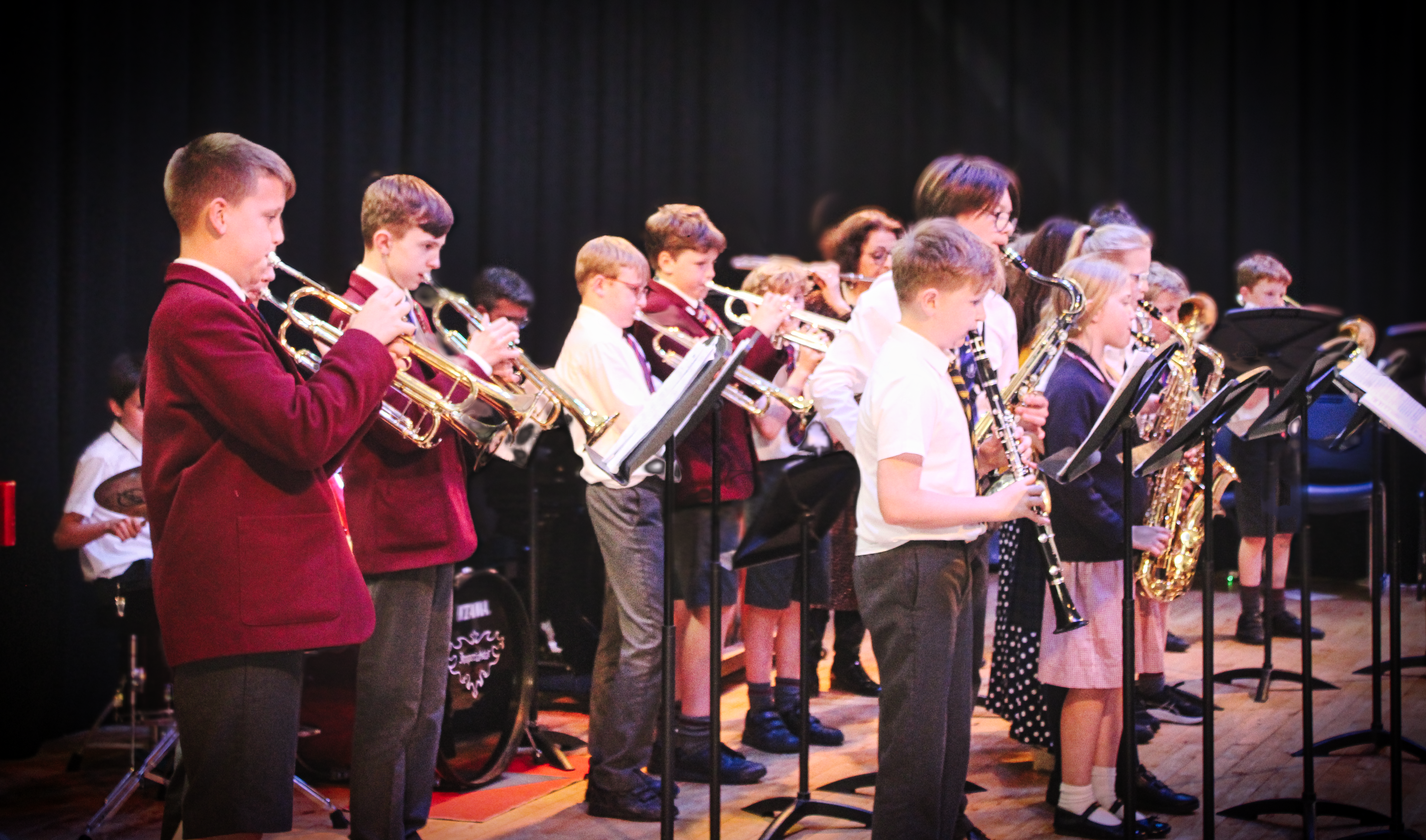 Beechwood Wind Band Pupils playing brass and woodwind instruments